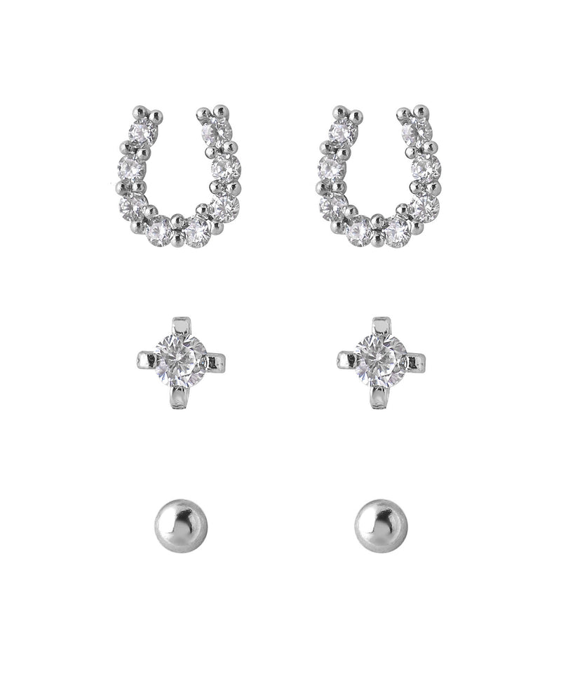 ホースシュービジューピアス[3ペアセット]