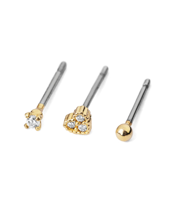 ビジューハートピアス[3ペアセット]