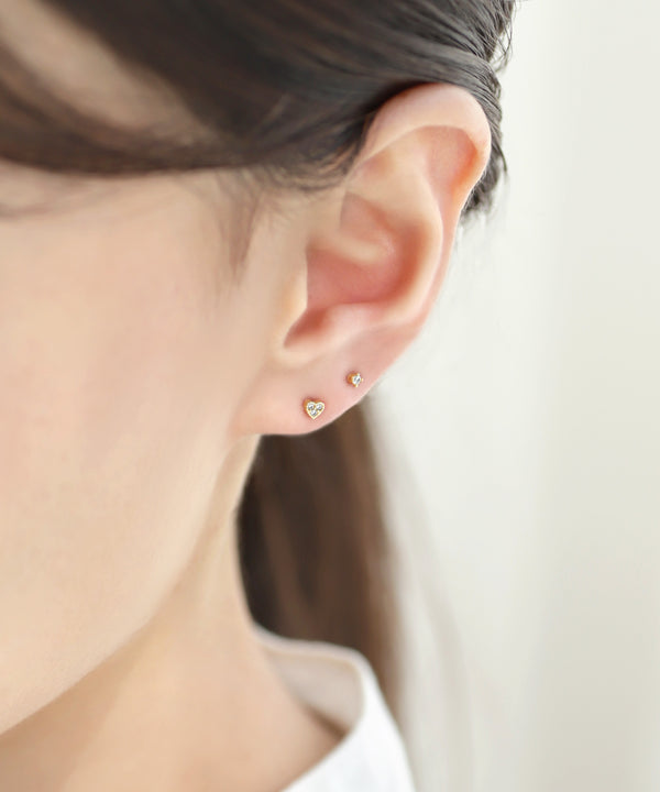 ビジューハートピアス[3ペアセット]
