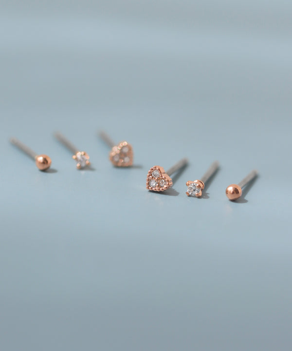 ビジューハートピアス[3ペアセット]