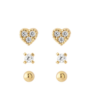 ビジューハートピアス[3ペアセット]