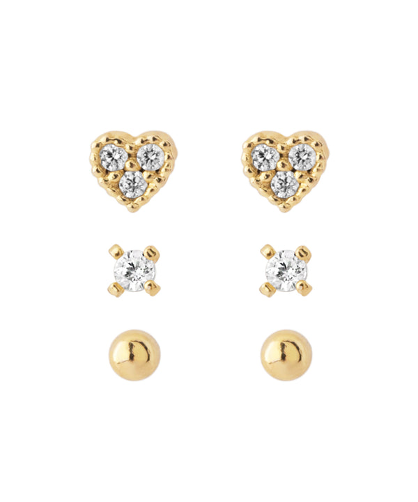 ビジューハートピアス[3ペアセット]