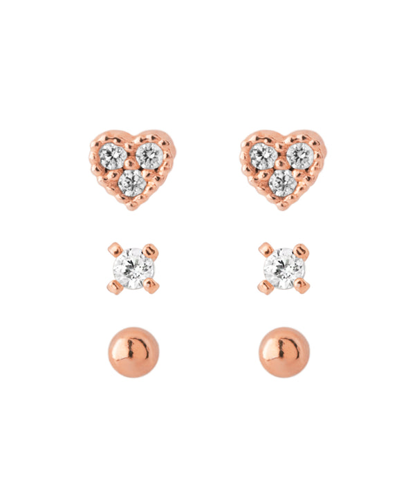 ビジューハートピアス[3ペアセット]