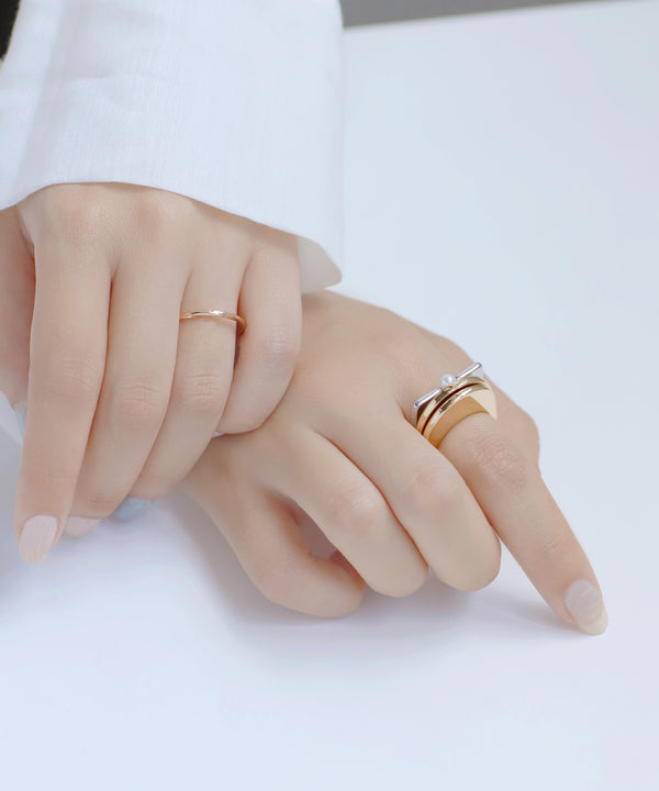 ポイントパールメタルプレートリング[3本セット][B]