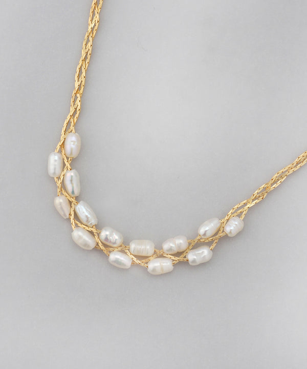 Stranded pearl chain necklace