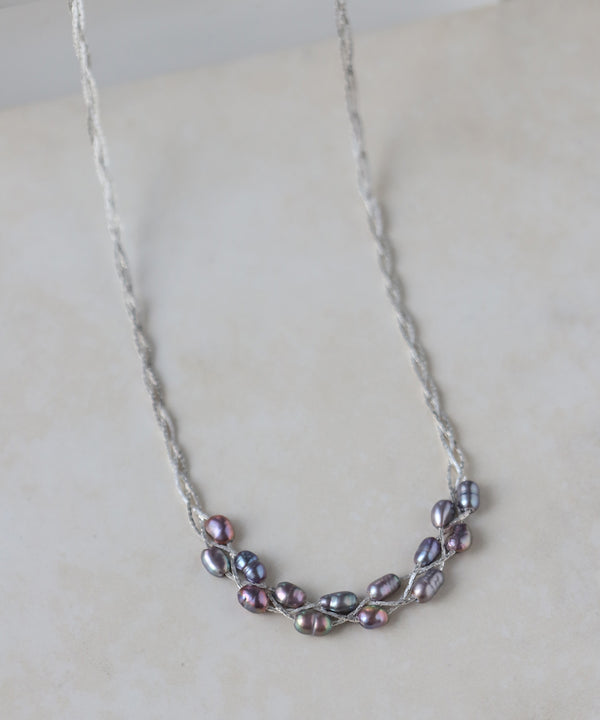 Stranded pearl chain necklace