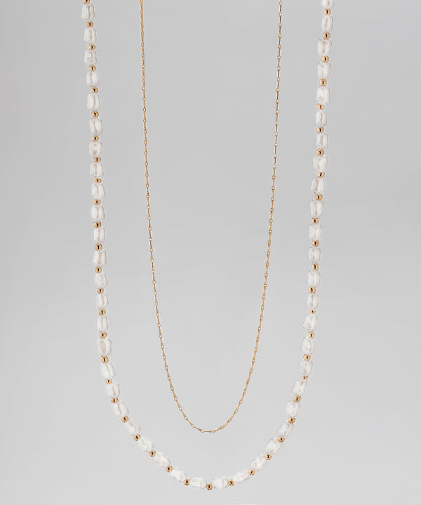 ANEMONE】ミニパール×デザインチェーンネックレス［2本セット