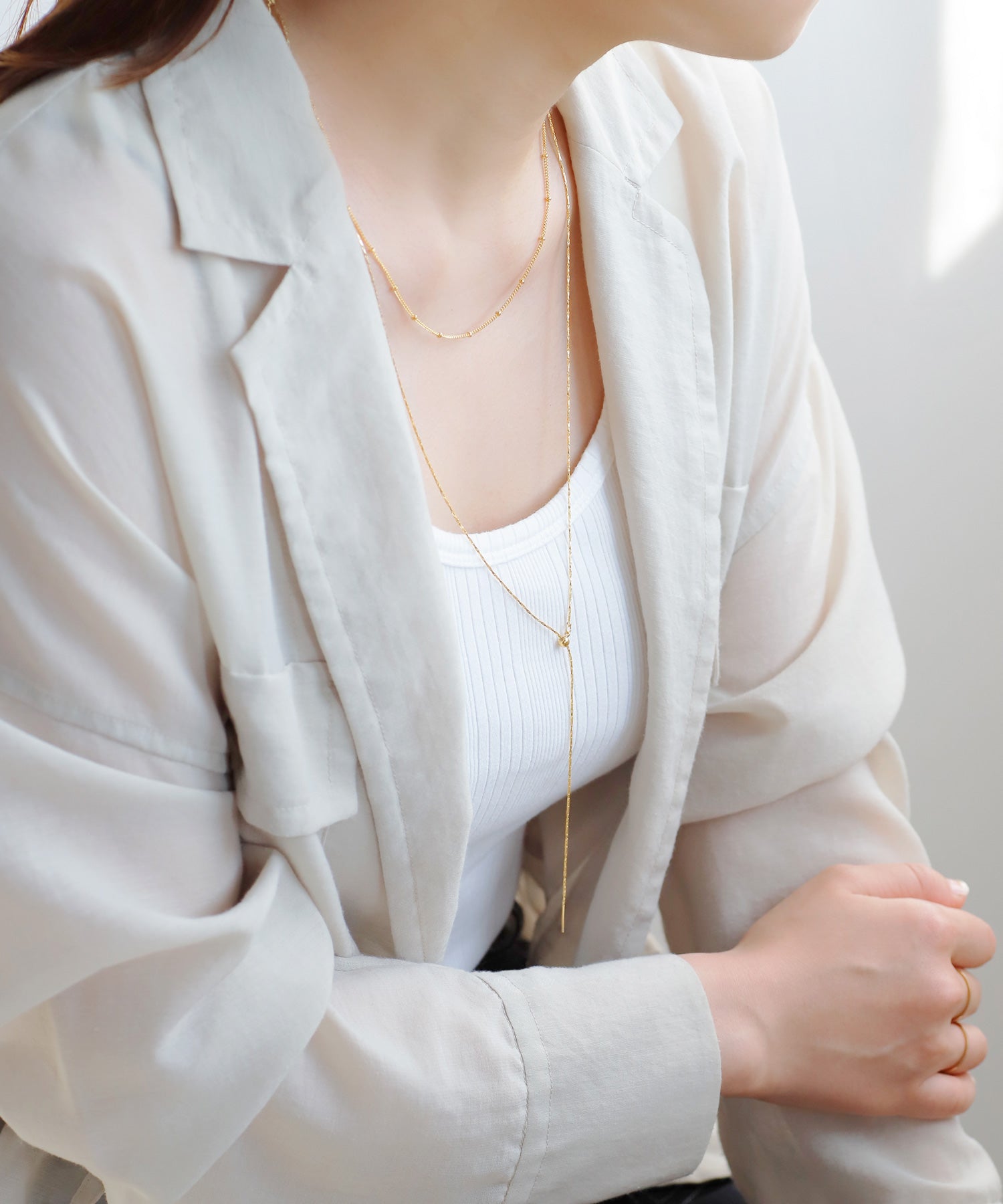 ANEMONE】2連チェーンY字ネックレス｜アネモネ・シエナロゼ・ミミサン