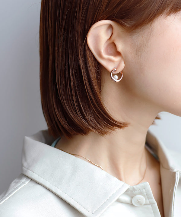パール×ニュアンスラインピアス[Ownideal]