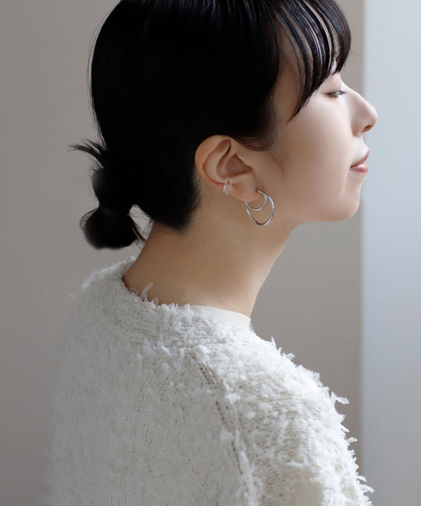 ニュアンスダブルラインフープピアス[ステンレス][Ownideal]