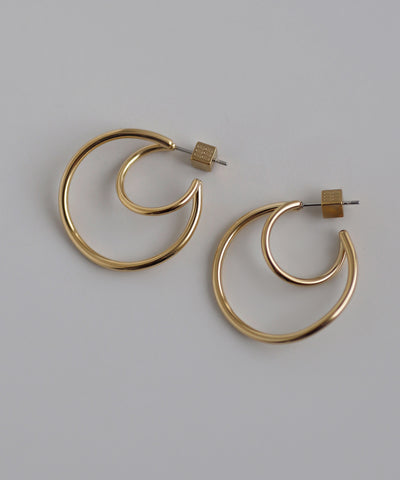 Nuance Double Line Hoop Earrings [Stainless Steel] [Ownideal]