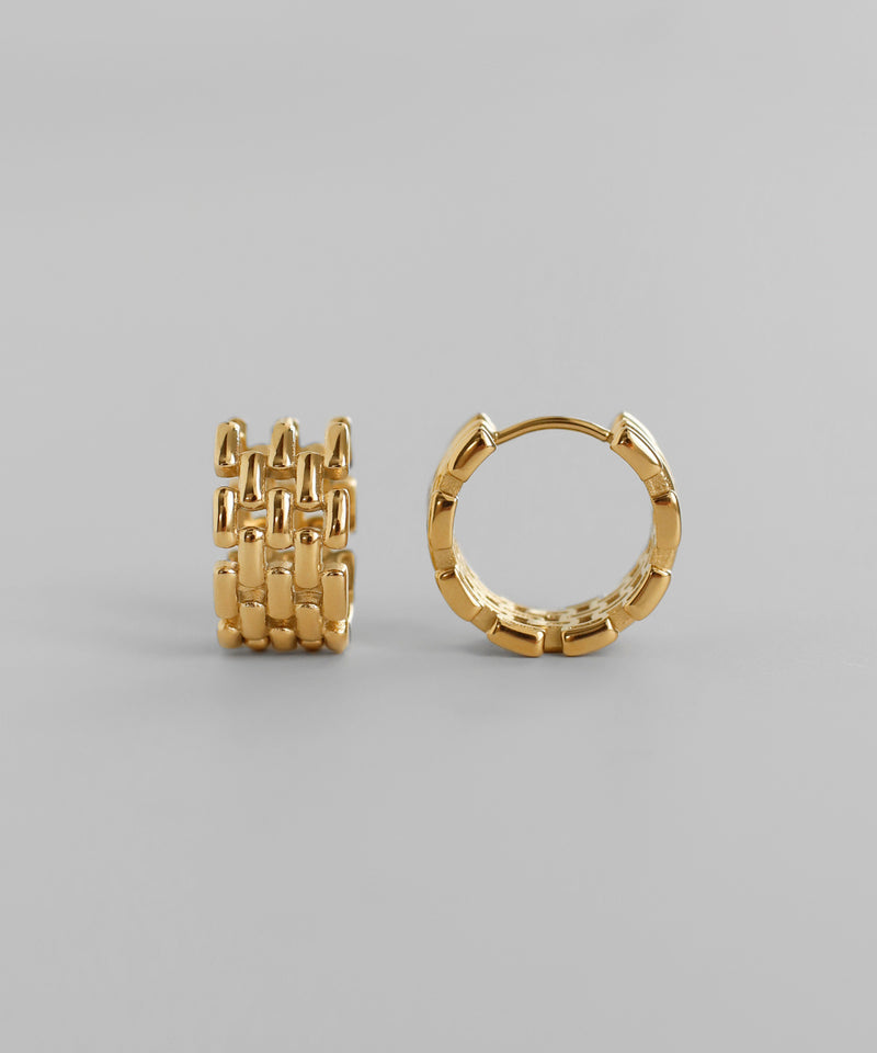 Metal Mesh Hoop Earrings [Stainless Steel] [Ownideal]