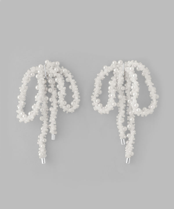 ビーズリボンピアス[Ownideal]