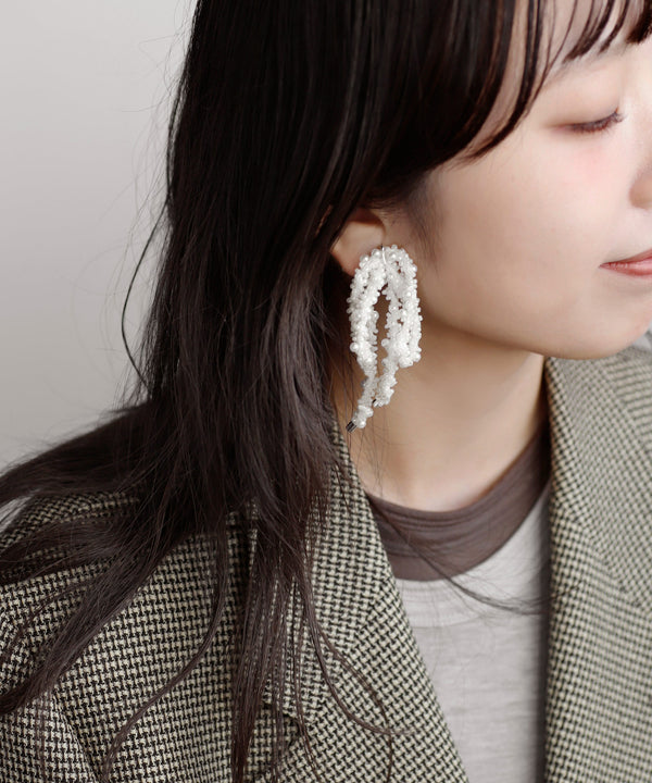 ビーズリボンピアス[Ownideal]