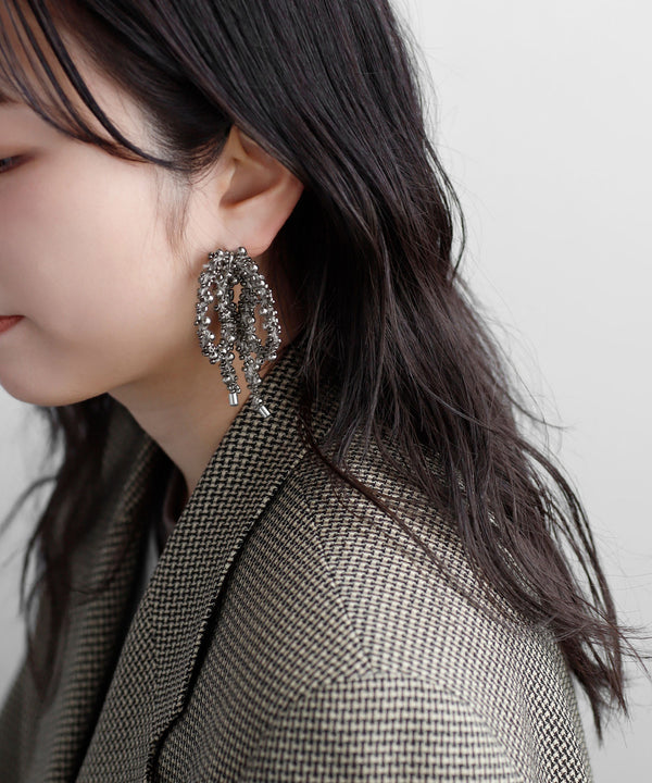 ビーズリボンピアス[Ownideal]
