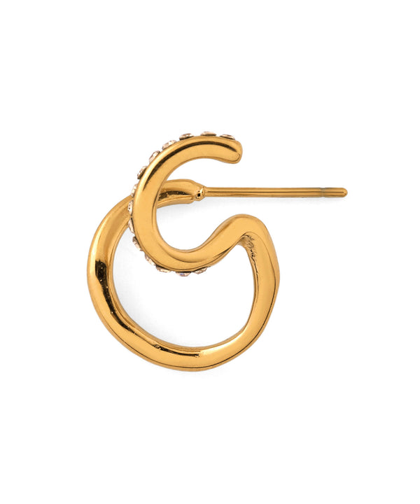 ダブルラインビジューピアス[ステンレス][Ownideal]