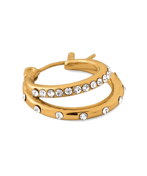 ダブルラインビジューフープピアス[ステンレス][Ownideal]