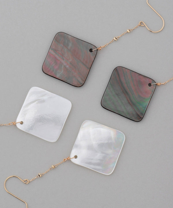 Square shell earrings [K10][Basic]