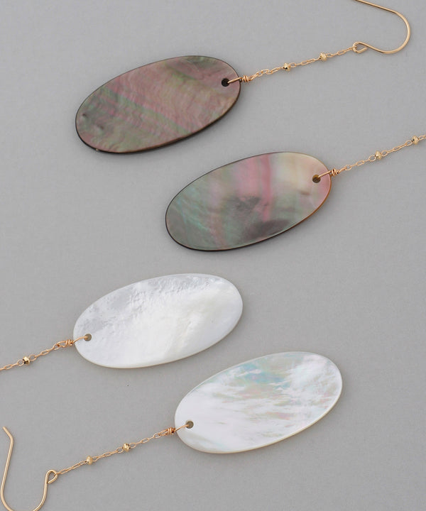 Oval shell earrings [K10][Basic]