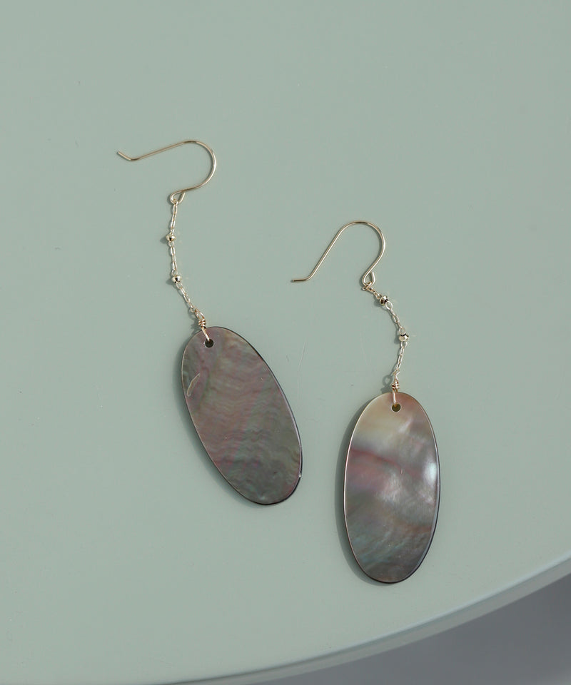 Oval shell earrings [K10][Basic]