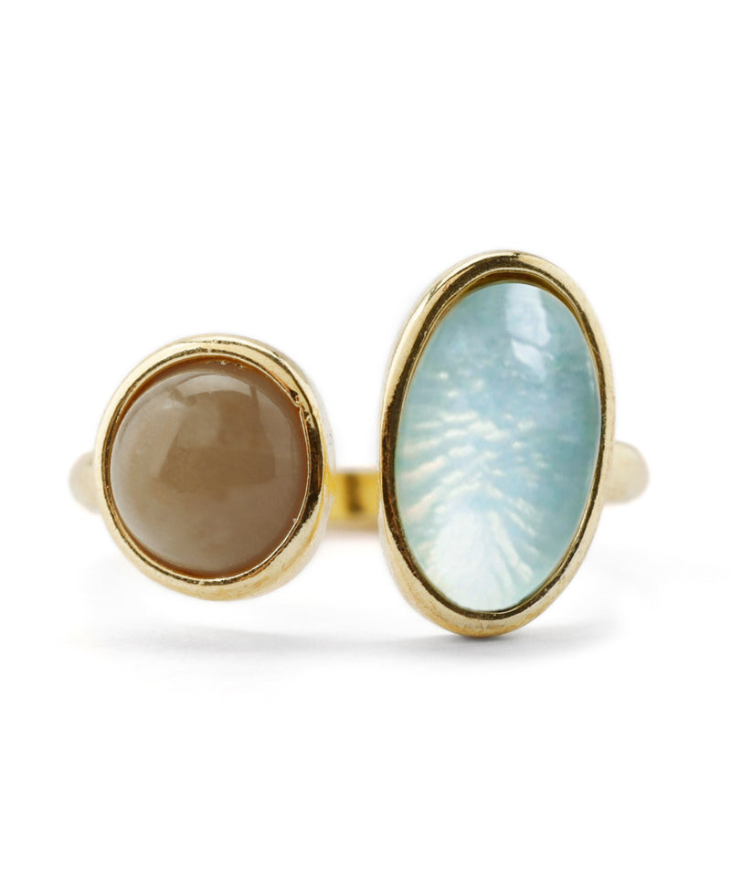 Colored stone fork ring