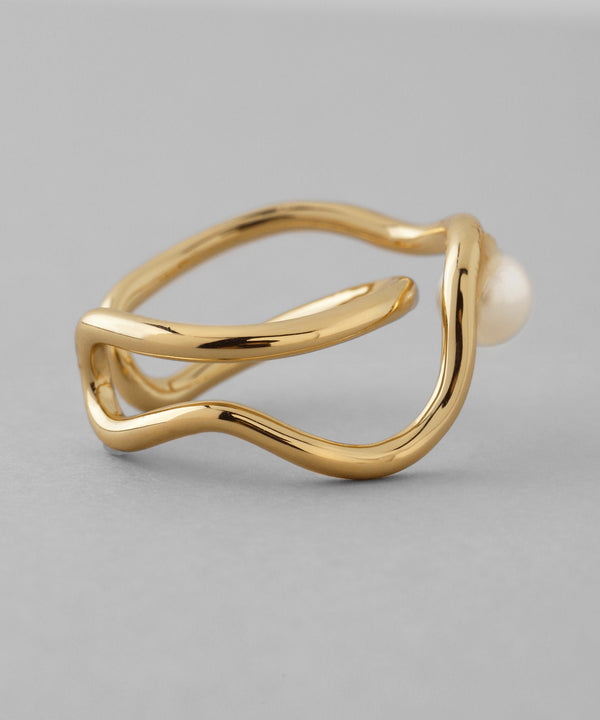 Pearl x Wave Line Ring