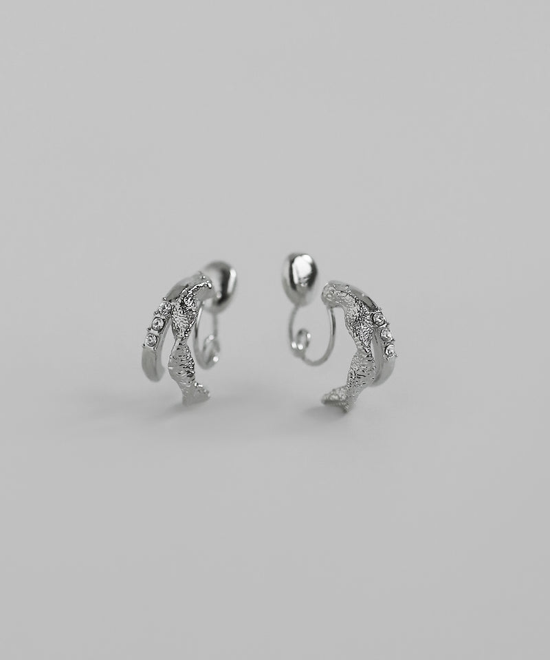 ビジュー×ダブルラインカールイヤリング[Sheerchic]