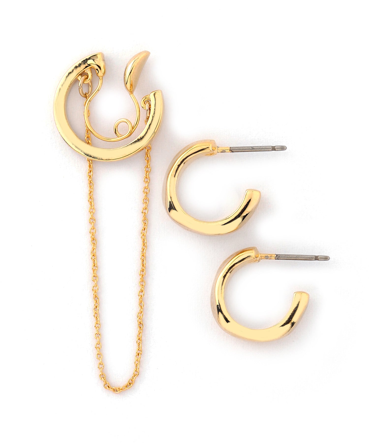 mimi33】フープ×チェーンセットピアス[Ownideal]｜SANPO ONLINE