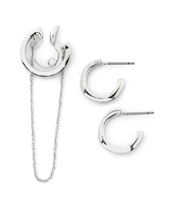 Hoop x Chain Set Earrings [Ownideal]