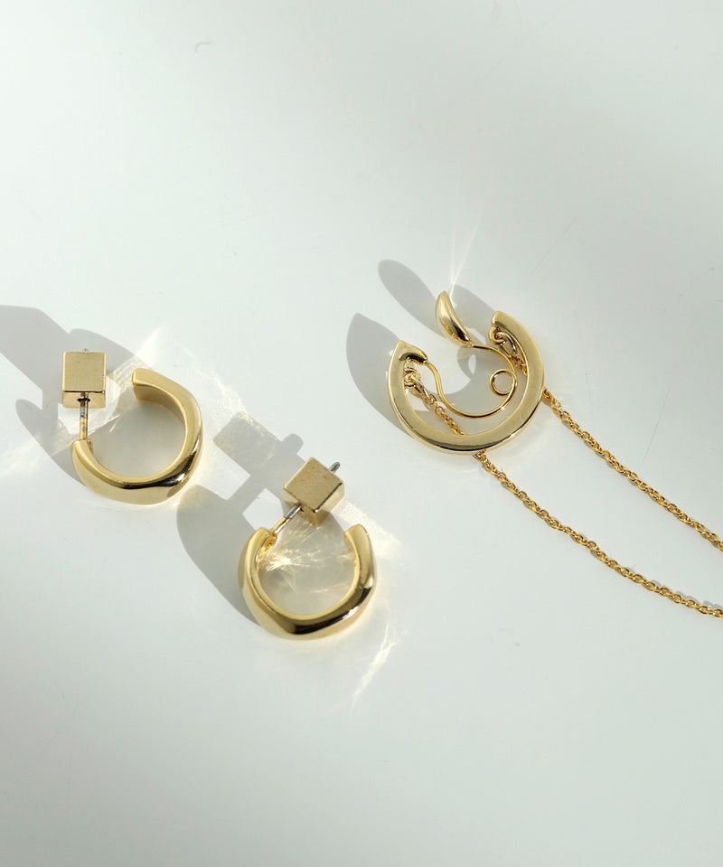 フープ×チェーンセットピアス[Ownideal]