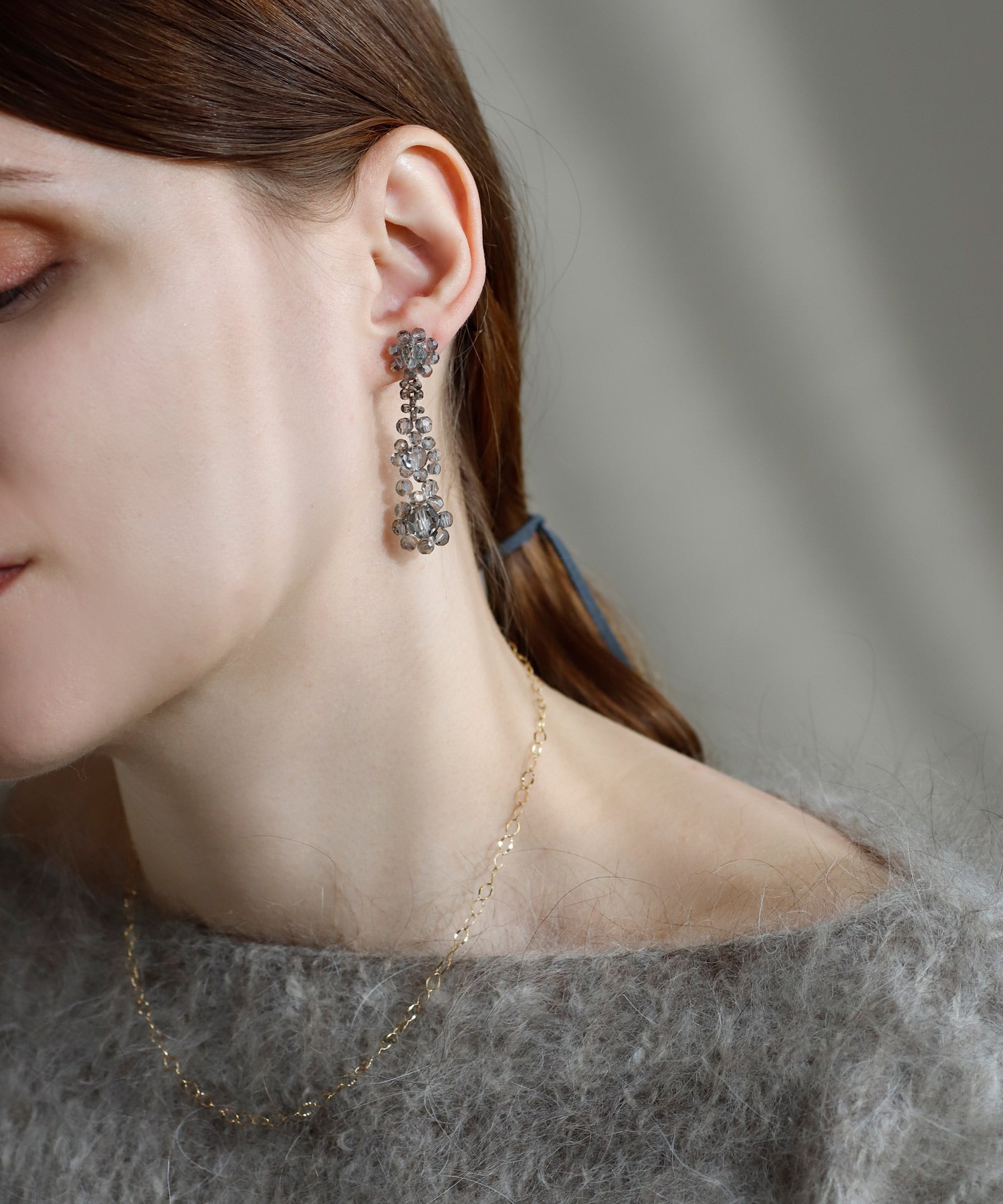 mimi33】ガラスビーズフラワーピアス[Ownideal]｜アネモネ・シエナロゼ