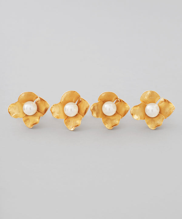 パール×フラワーピアス[Ownideal]