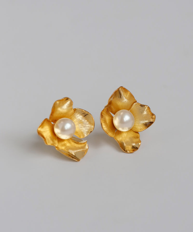 パール×フラワーピアス[Ownideal]