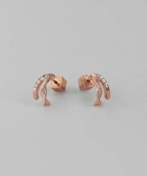 ビジュー×ダブルラインカールピアス[Sheerchic]