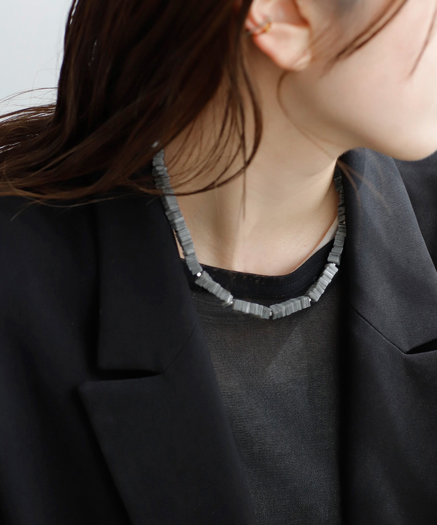 mimi33】スクエアストーンネックレス[silver925][Ownideal]｜アネモネ