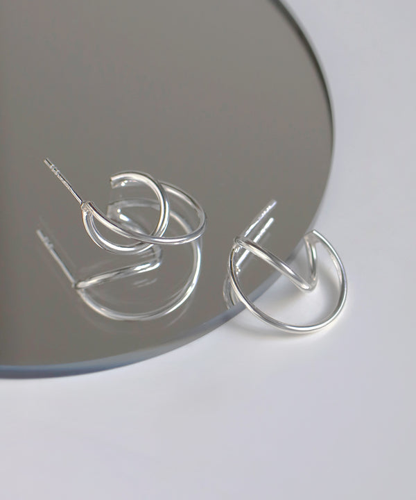 Double line hoop earrings [silver925]