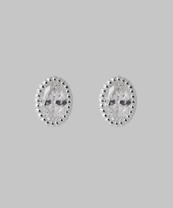 オーバルビジューピアス[silver925][Basic]