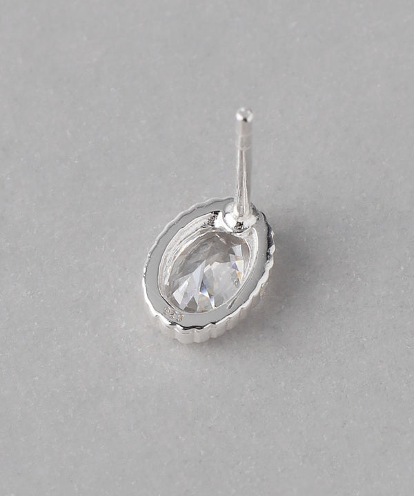 オーバルビジューピアス[silver925][Basic]
