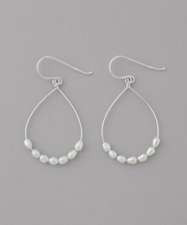 パール×ドロップラインピアス[silver925][Basic]