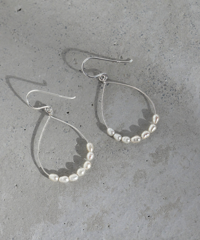 パール×ドロップラインピアス[silver925][Basic]
