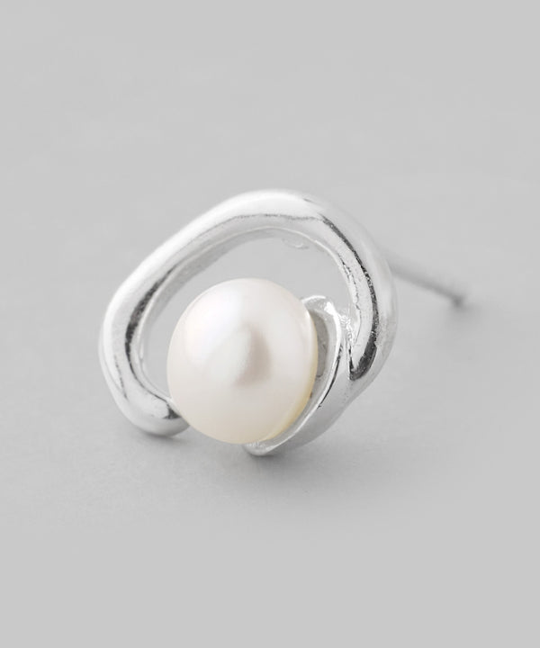 淡水パール×オーバルラインピアス[silver925]