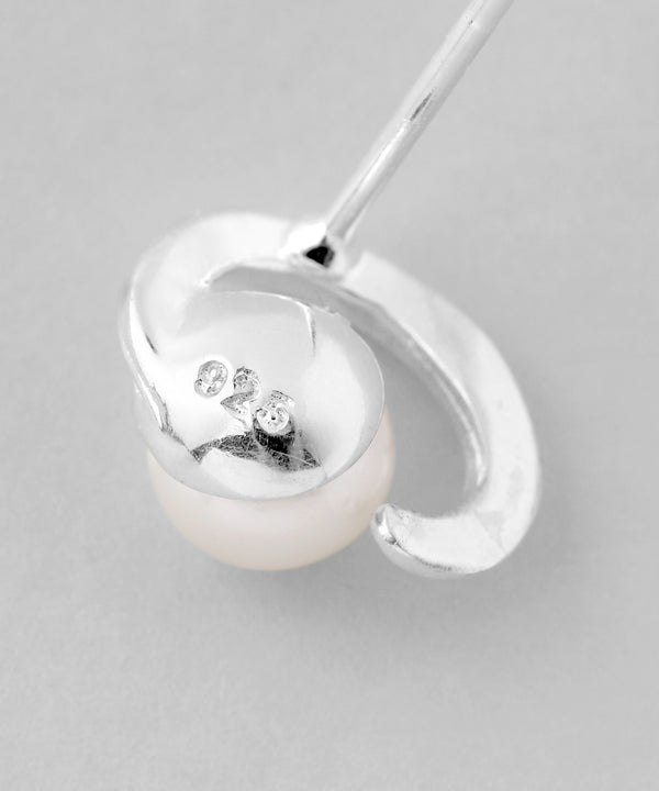 淡水パール×オーバルラインピアス[silver925]