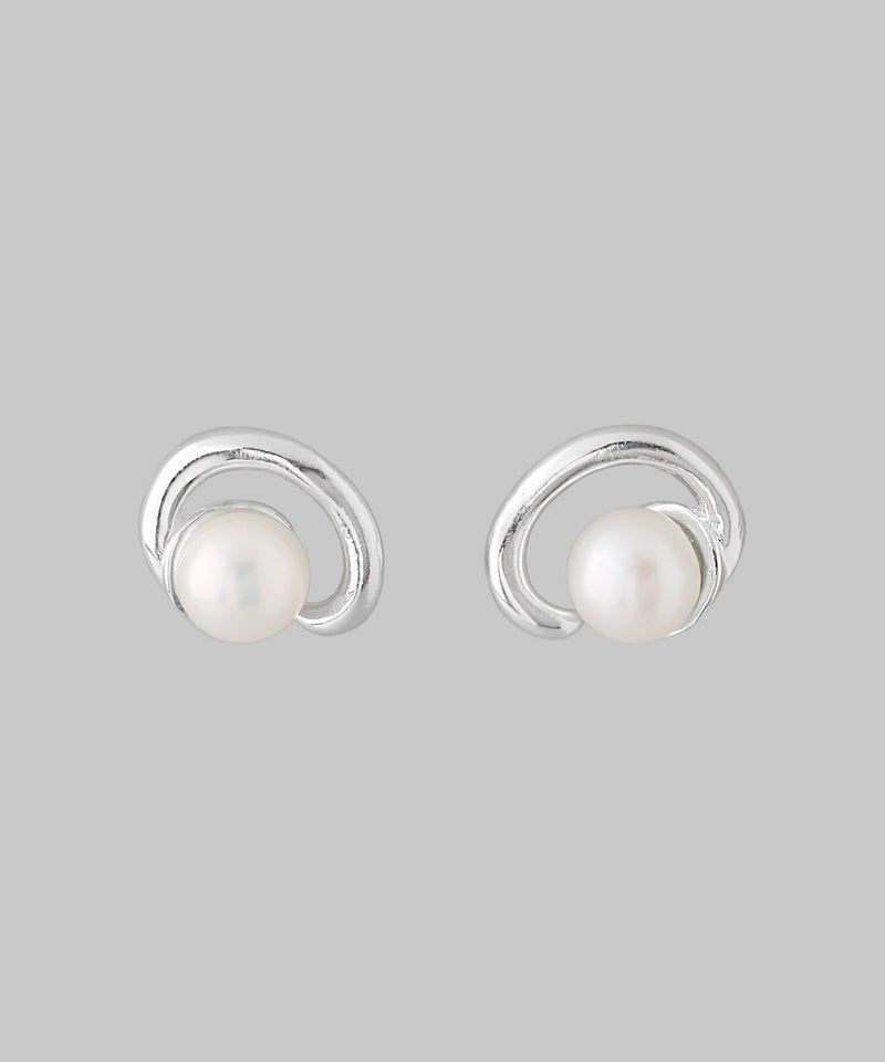 淡水パール×オーバルラインピアス[silver925]
