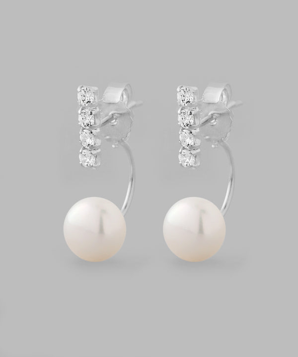 ビジューライン×パールバックキャッチピアス[silver925]