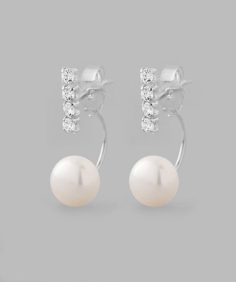 ビジューライン×パールバックキャッチピアス[silver925]