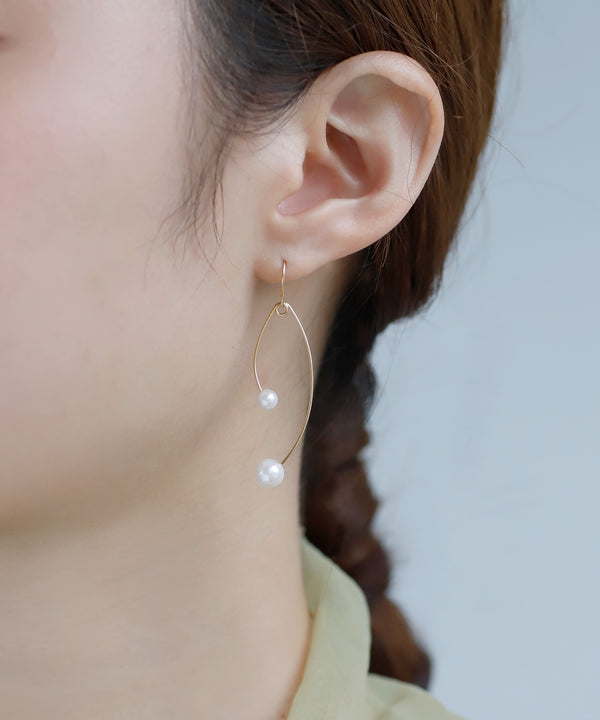 パール×カーブラインピアス[K14GF]