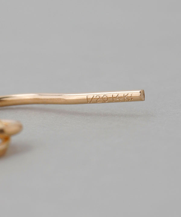 Pearl x Cross Line Earrings [K14GF]
