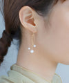 Pearl x Cross Line Earrings [K14GF]