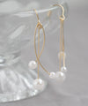 Pearl x Cross Line Earrings [K14GF]