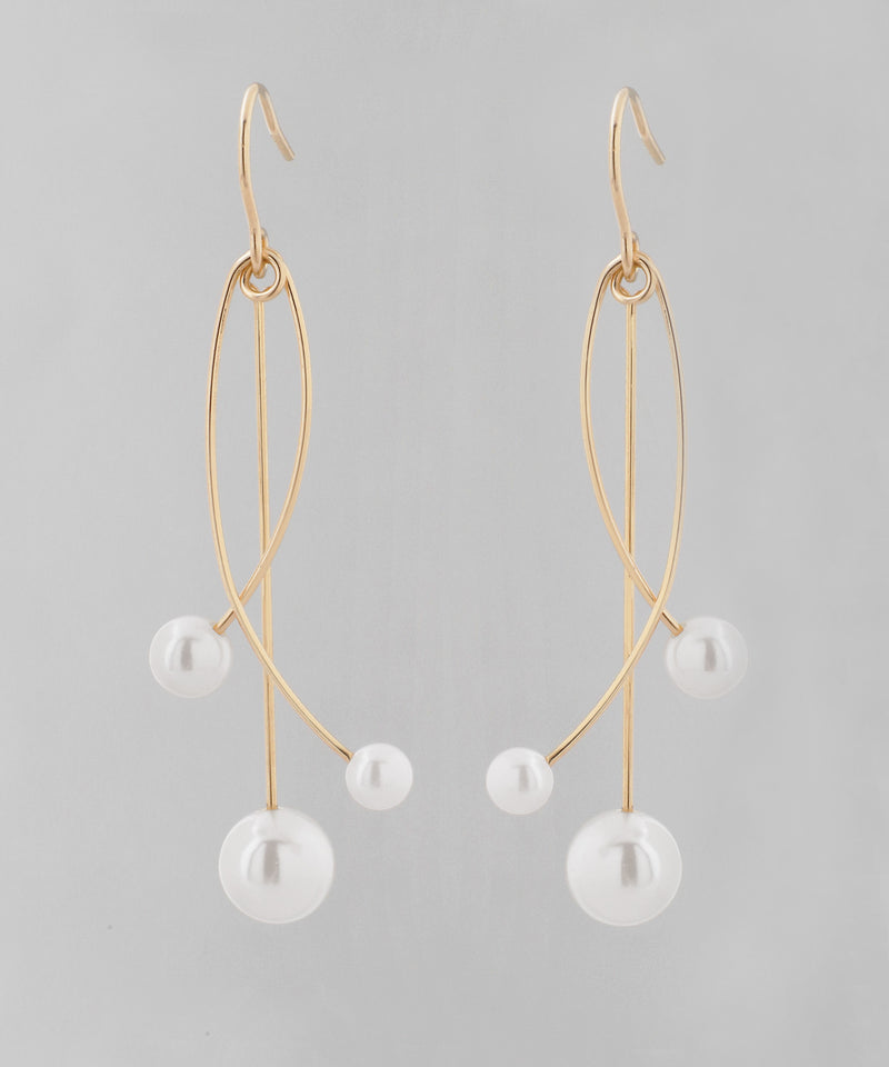 Pearl x Cross Line Earrings [K14GF]